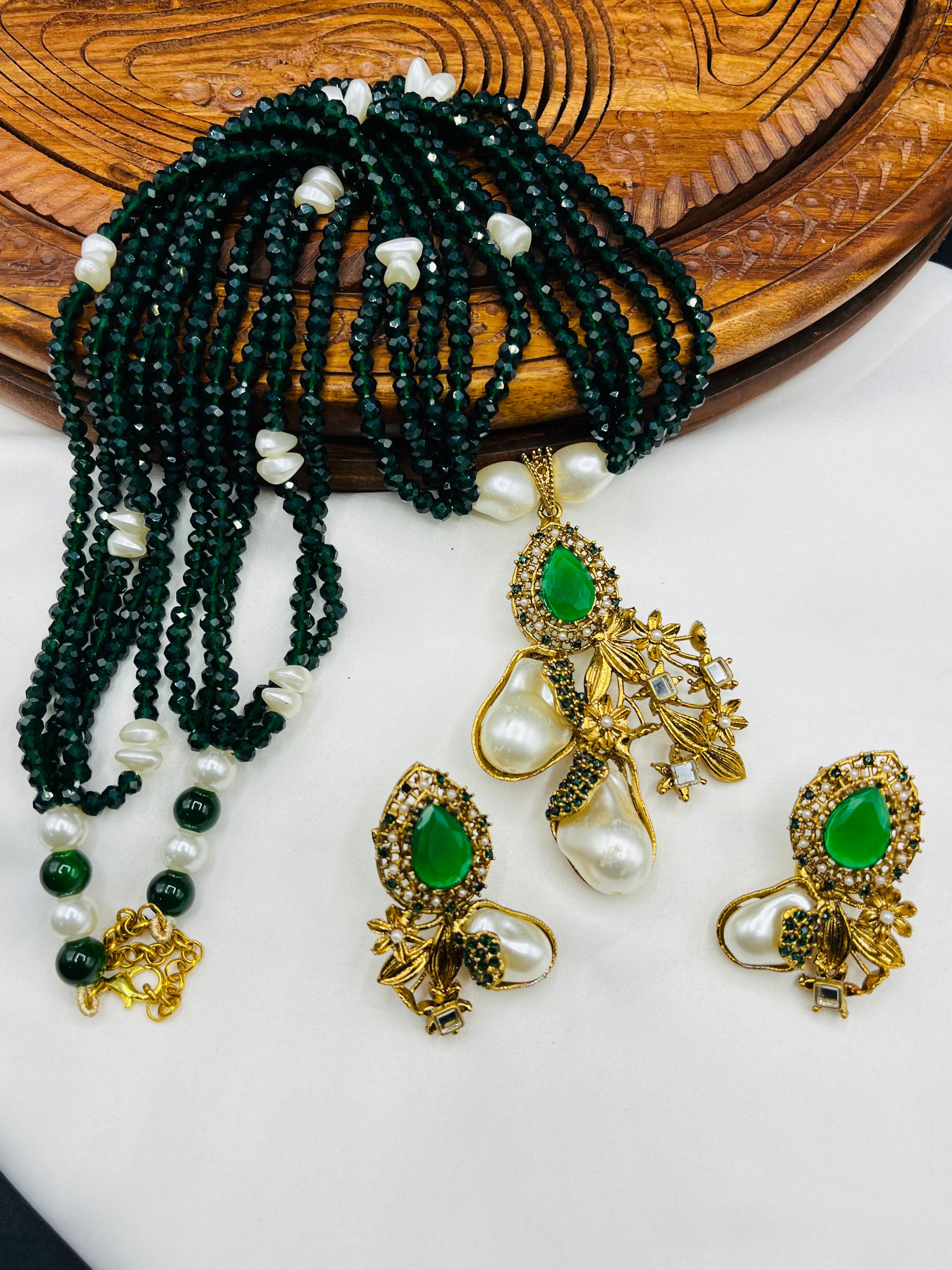 Royal Amethyst Pearl Blossom Set – Statement Necklace & Earrings