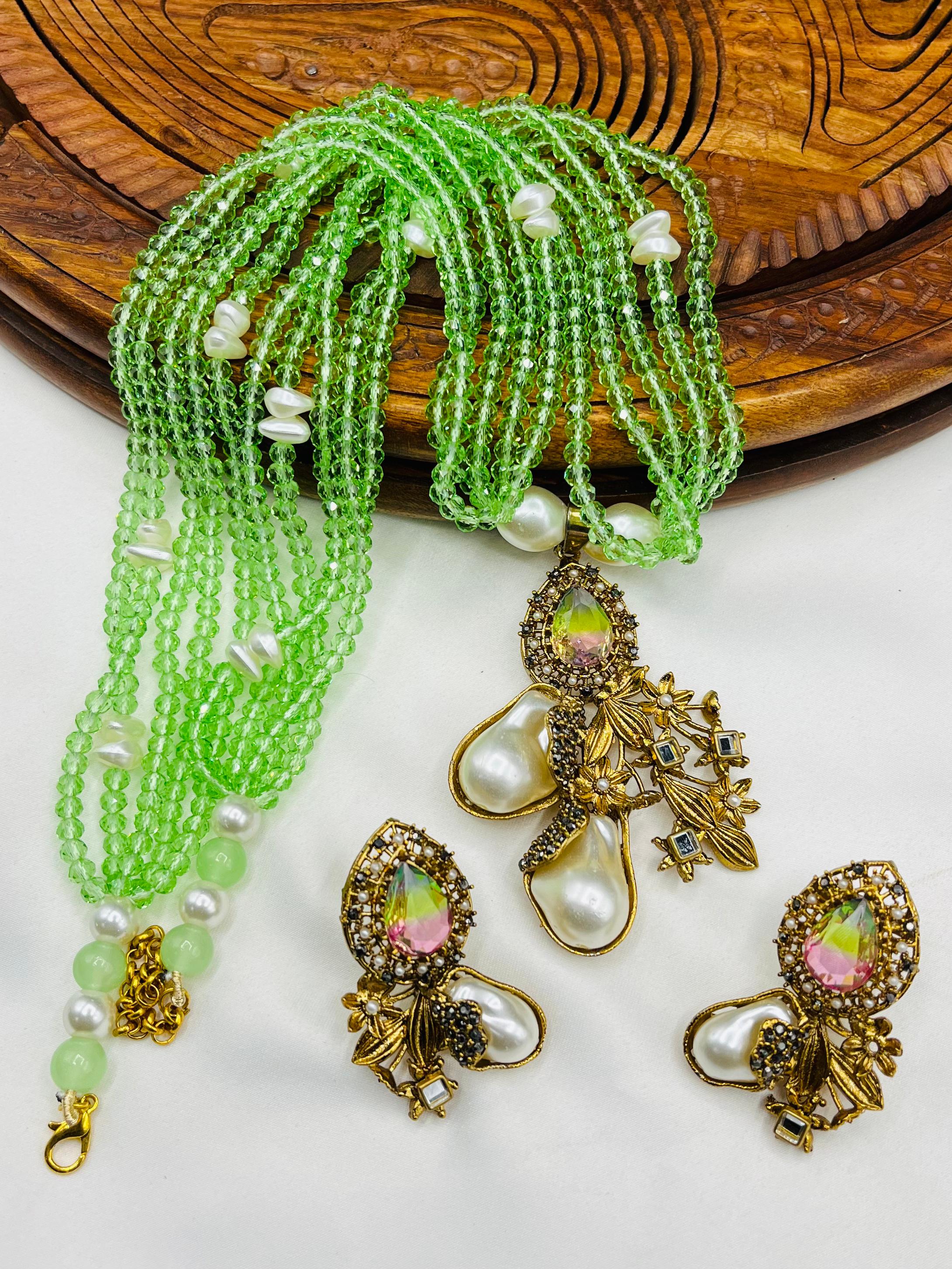 Royal Amethyst Pearl Blossom Set – Statement Necklace & Earrings