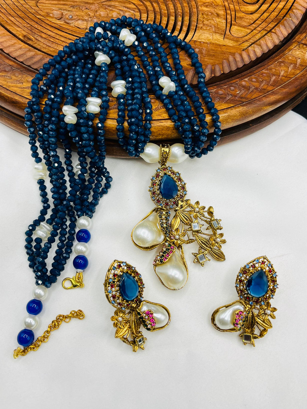 Royal Amethyst Pearl Blossom Set – Statement Necklace & Earrings