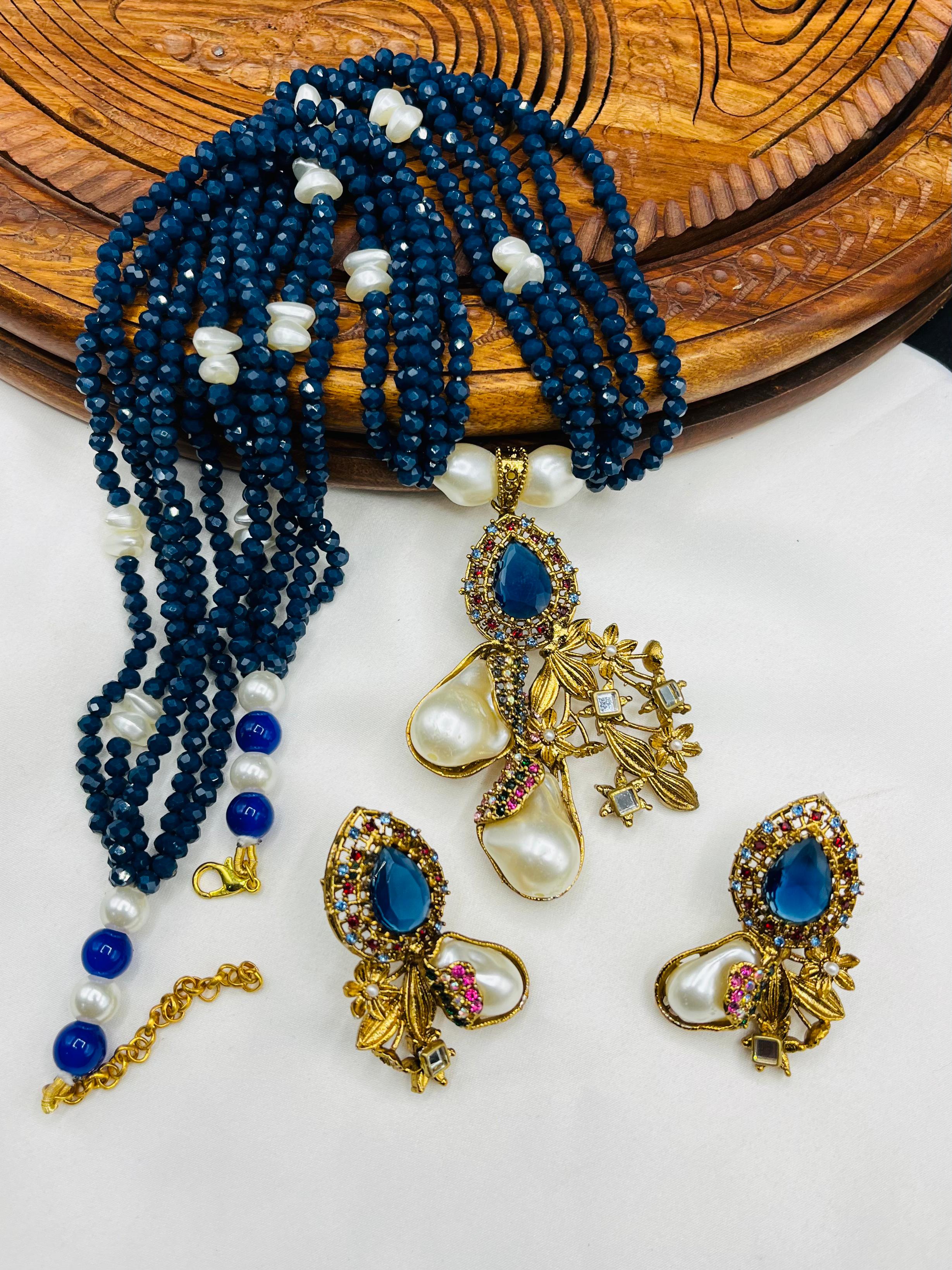 Royal Amethyst Pearl Blossom Set – Statement Necklace & Earrings