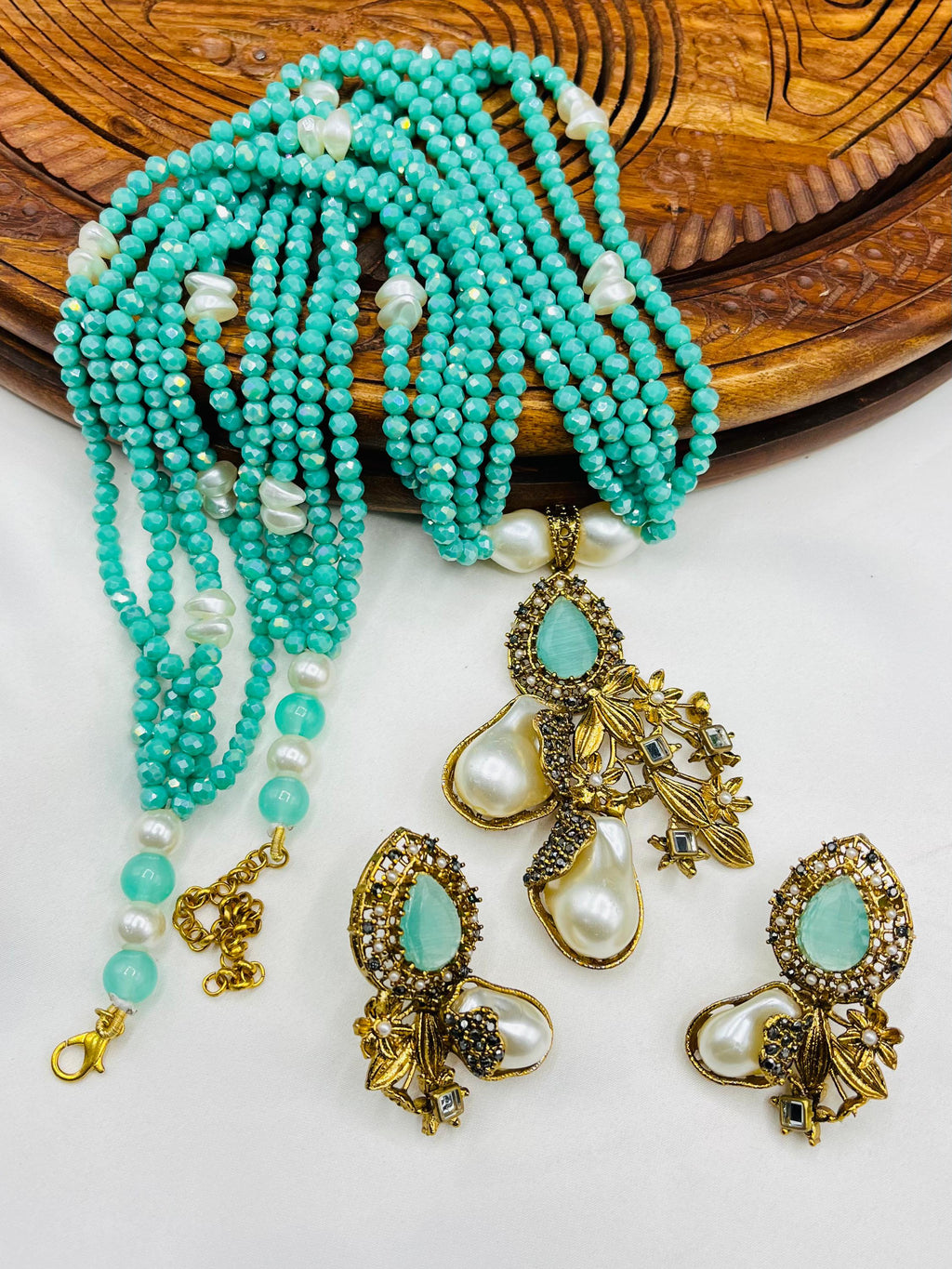 Royal Amethyst Pearl Blossom Set – Statement Necklace & Earrings