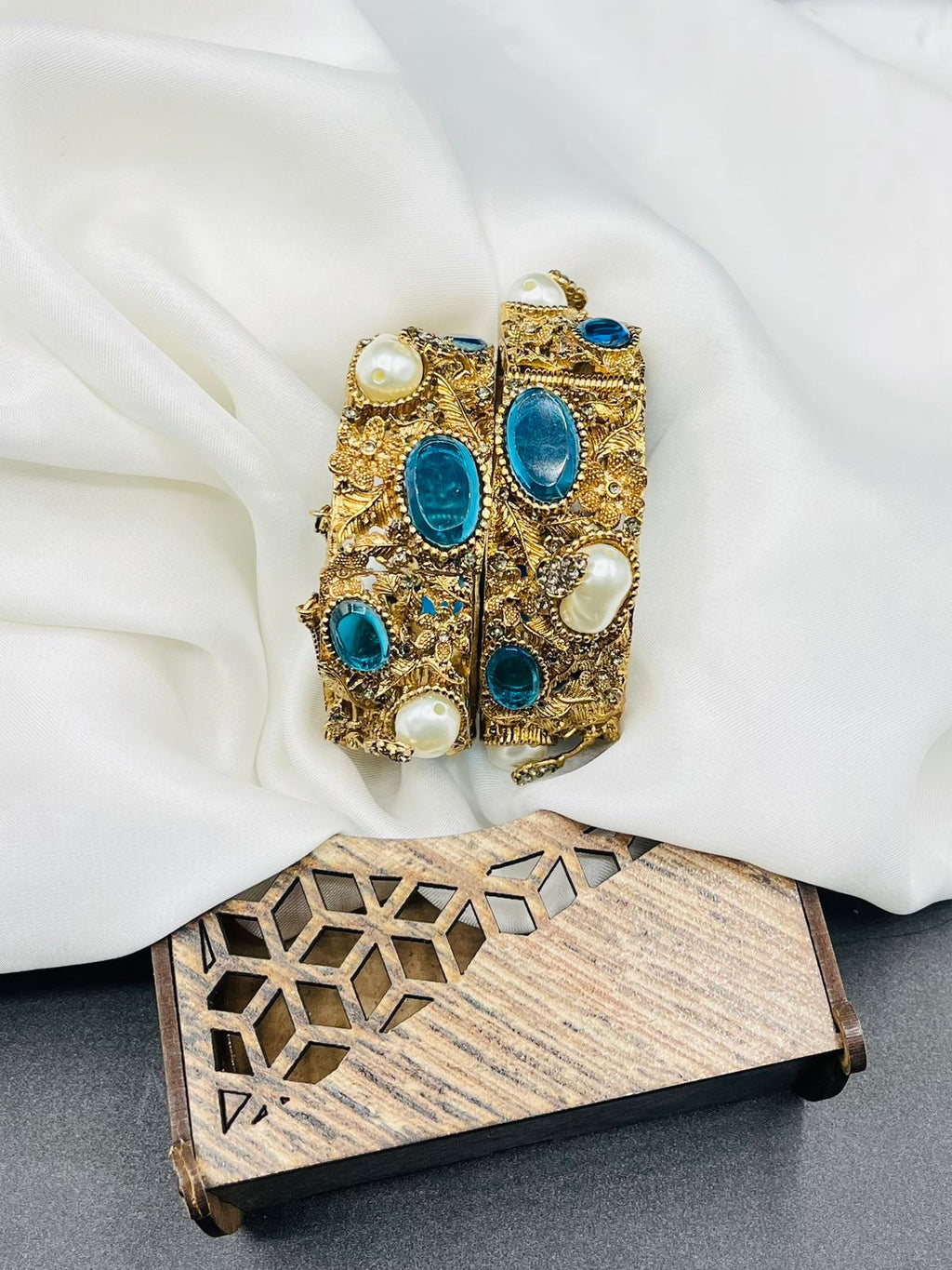Antique Pearl & Stone Cuff Bracelet